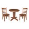 International Concepts 30 in. Solid Wood Round Top Pedestal Dining Table with 2 Chairs in Distressed Oak K42-30RT-23B-C617-2 - alternate 1